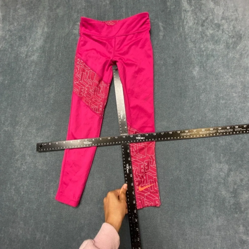 Nike Trophy Training Leggings Girls 20 Pink Graphic Logo Print Yoga Performance